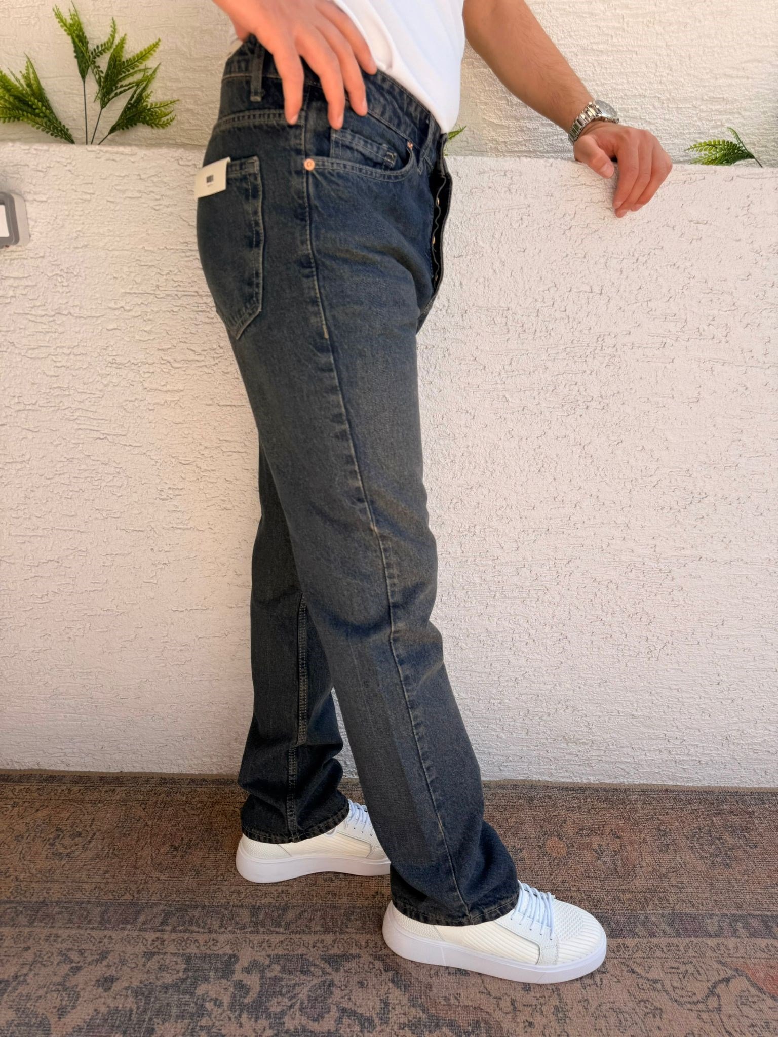 KOYU MAVİ WE11 BAGGY KOT PANTOLON