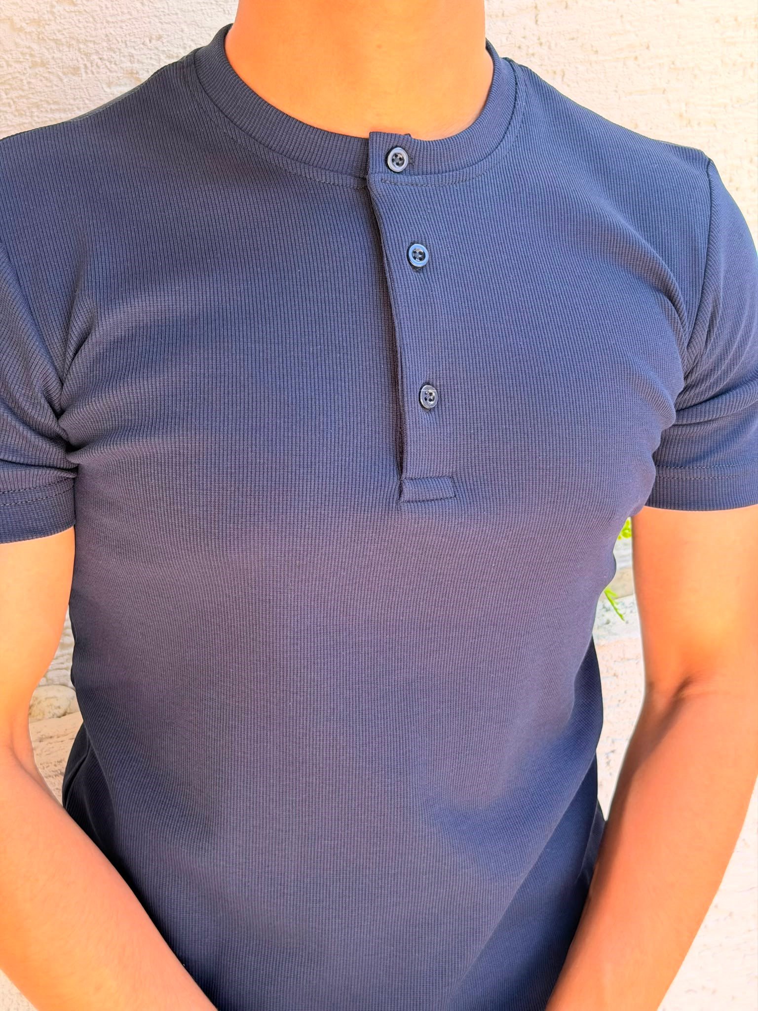 LACİVERT STR HENLEY YAKA TİŞÖRT