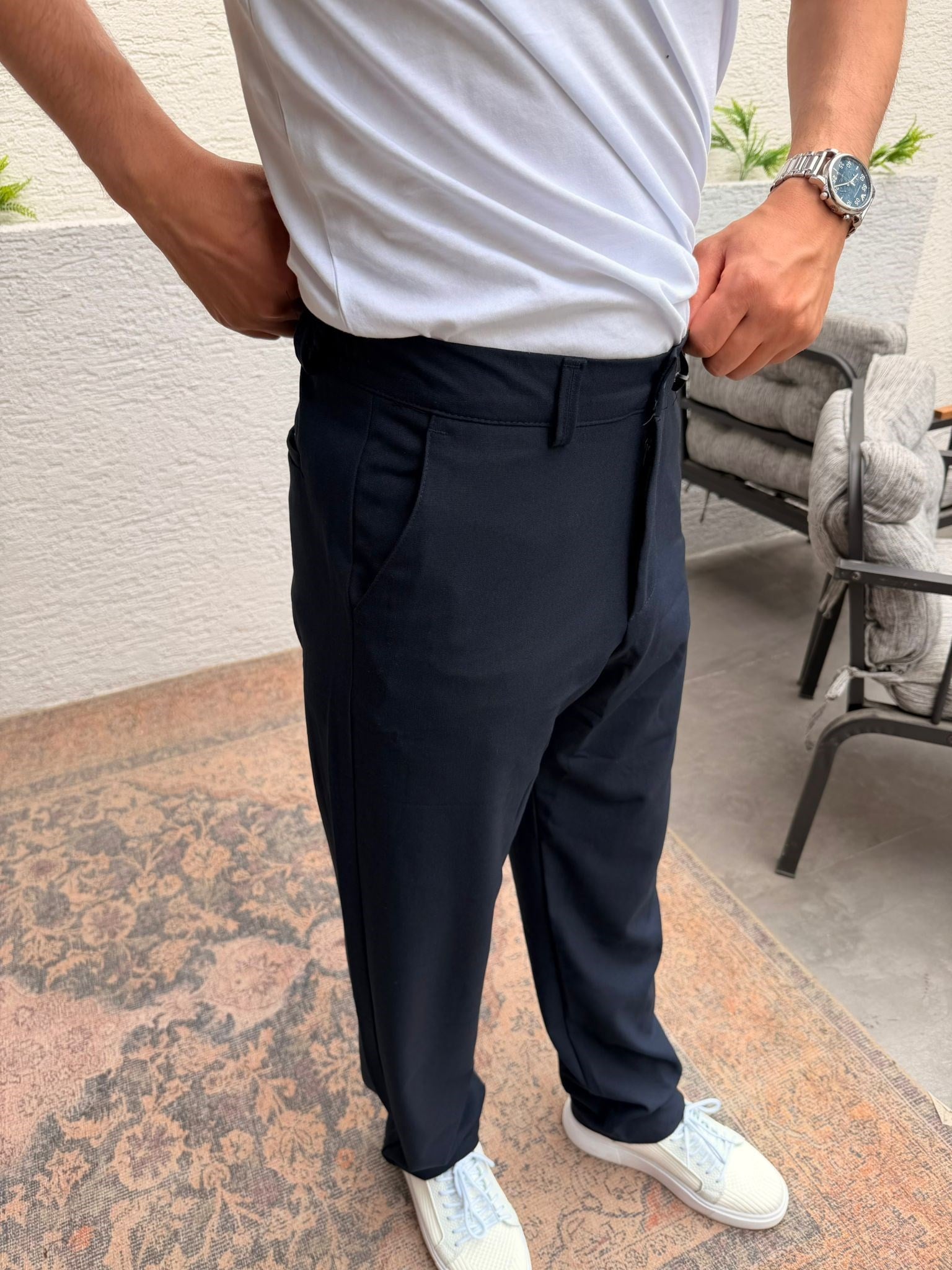 LACİVERT WE11 KETEN BAGGY PANTOLON