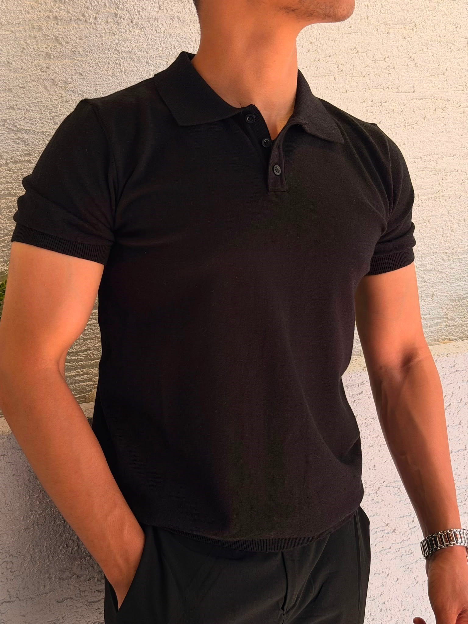 SİYAH STARK RELAX FİT POLO YAKA TİŞÖRT