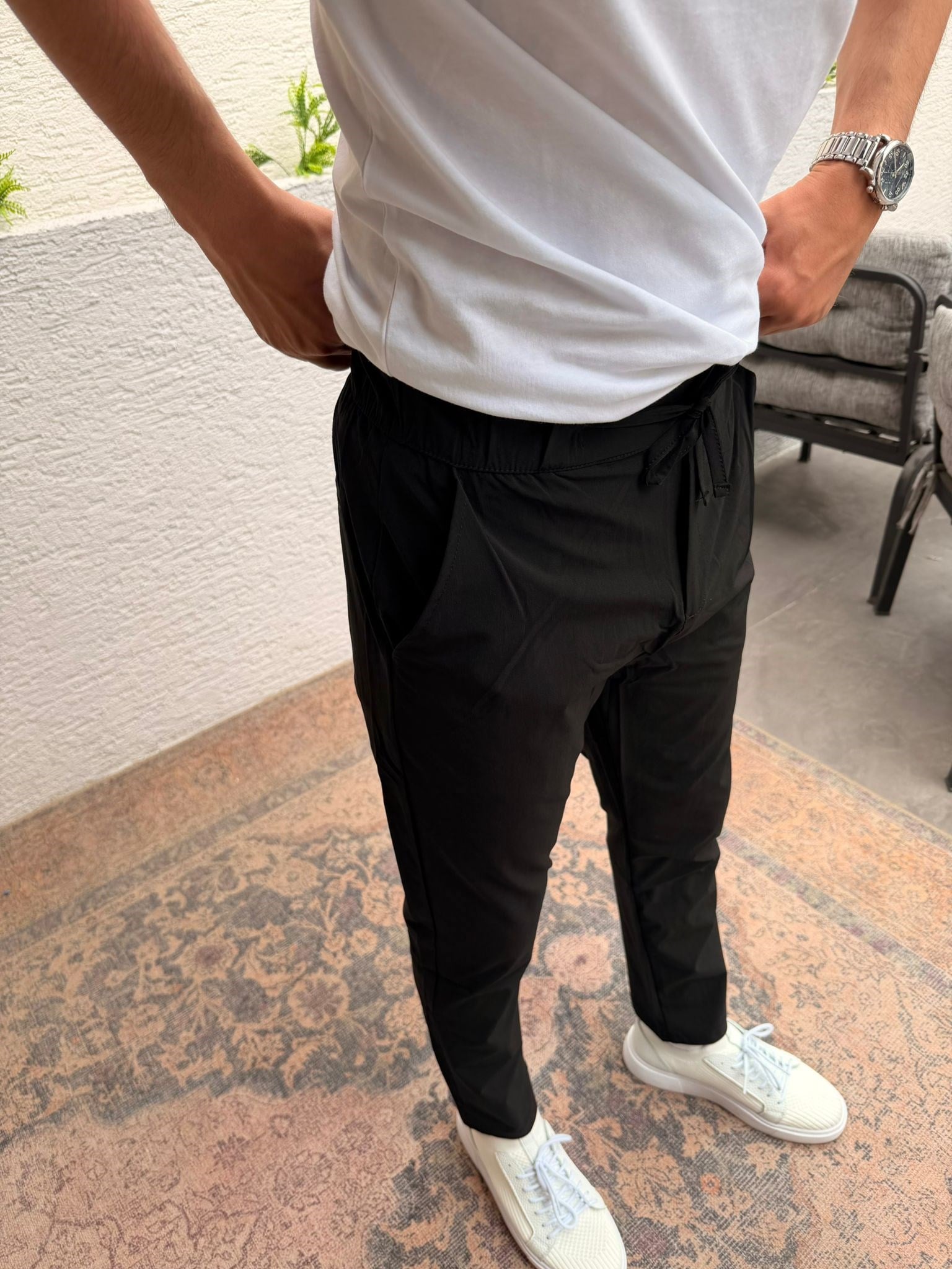 SİYAH VNC LİKRALI KUMAŞ BOYFRİEND PANTOLON