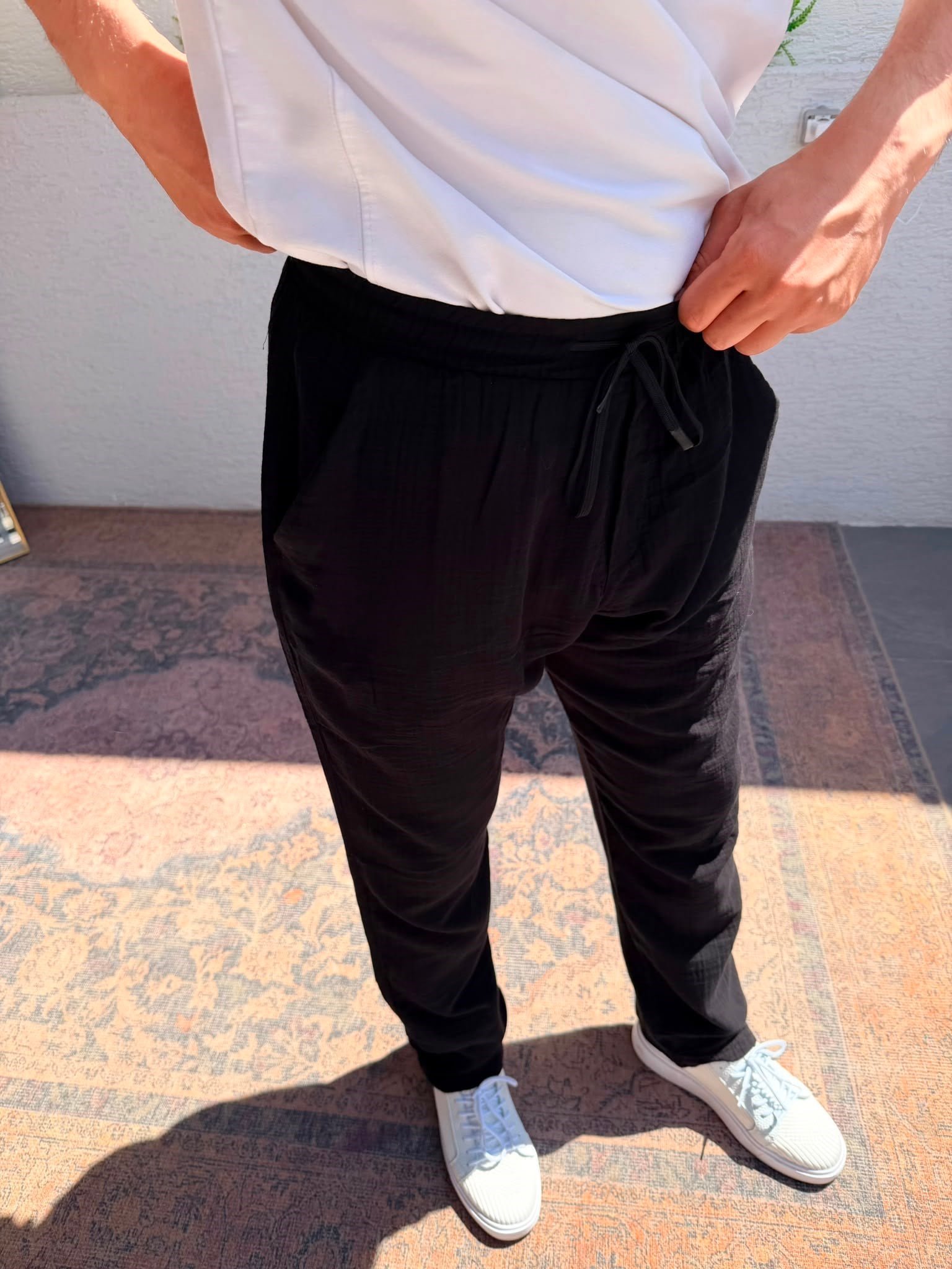 SİYAH WE11 BAGGY KETEN PANTOLON