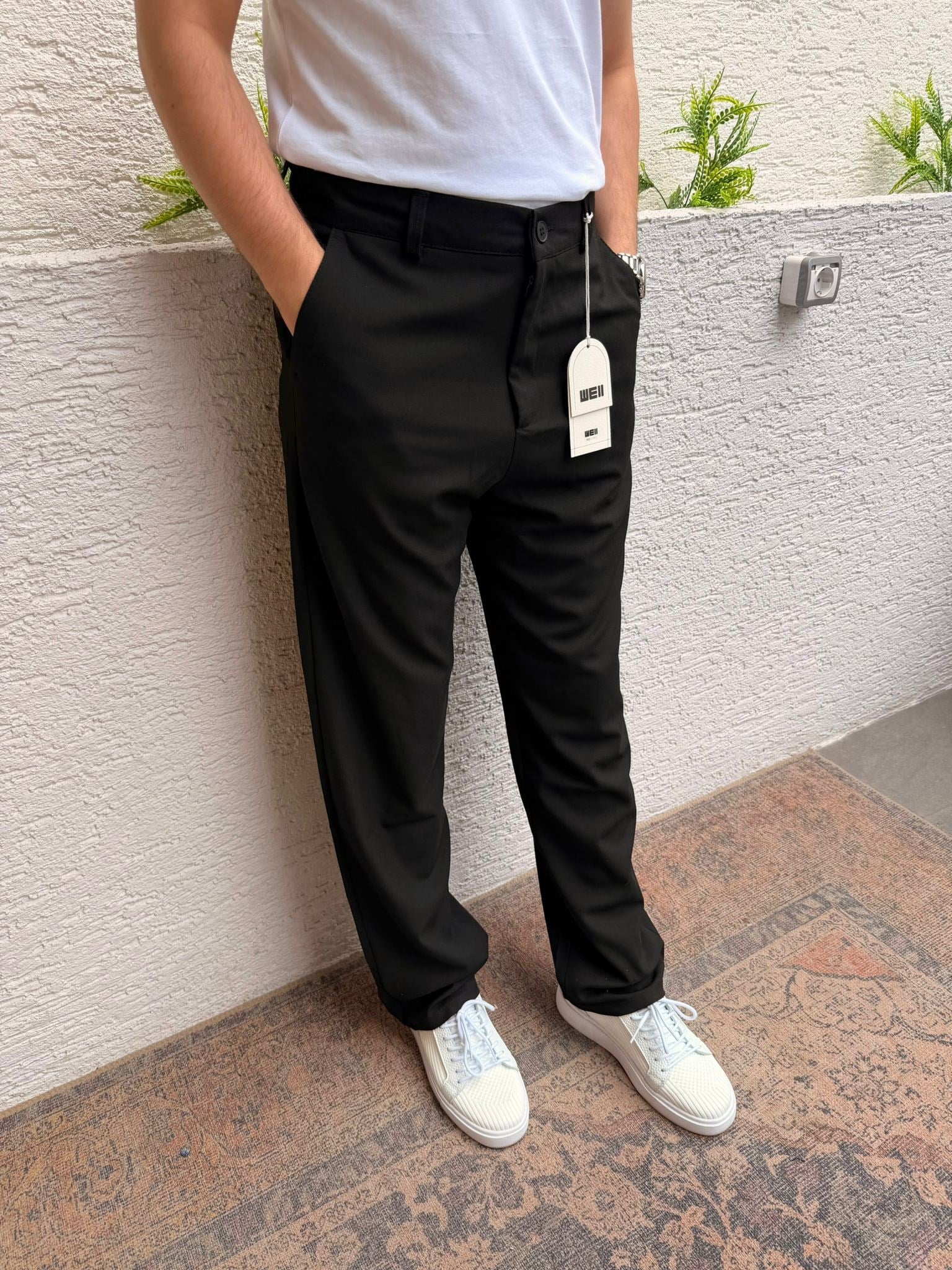 SİYAH WE11 KETEN BAGGY PANTOLON