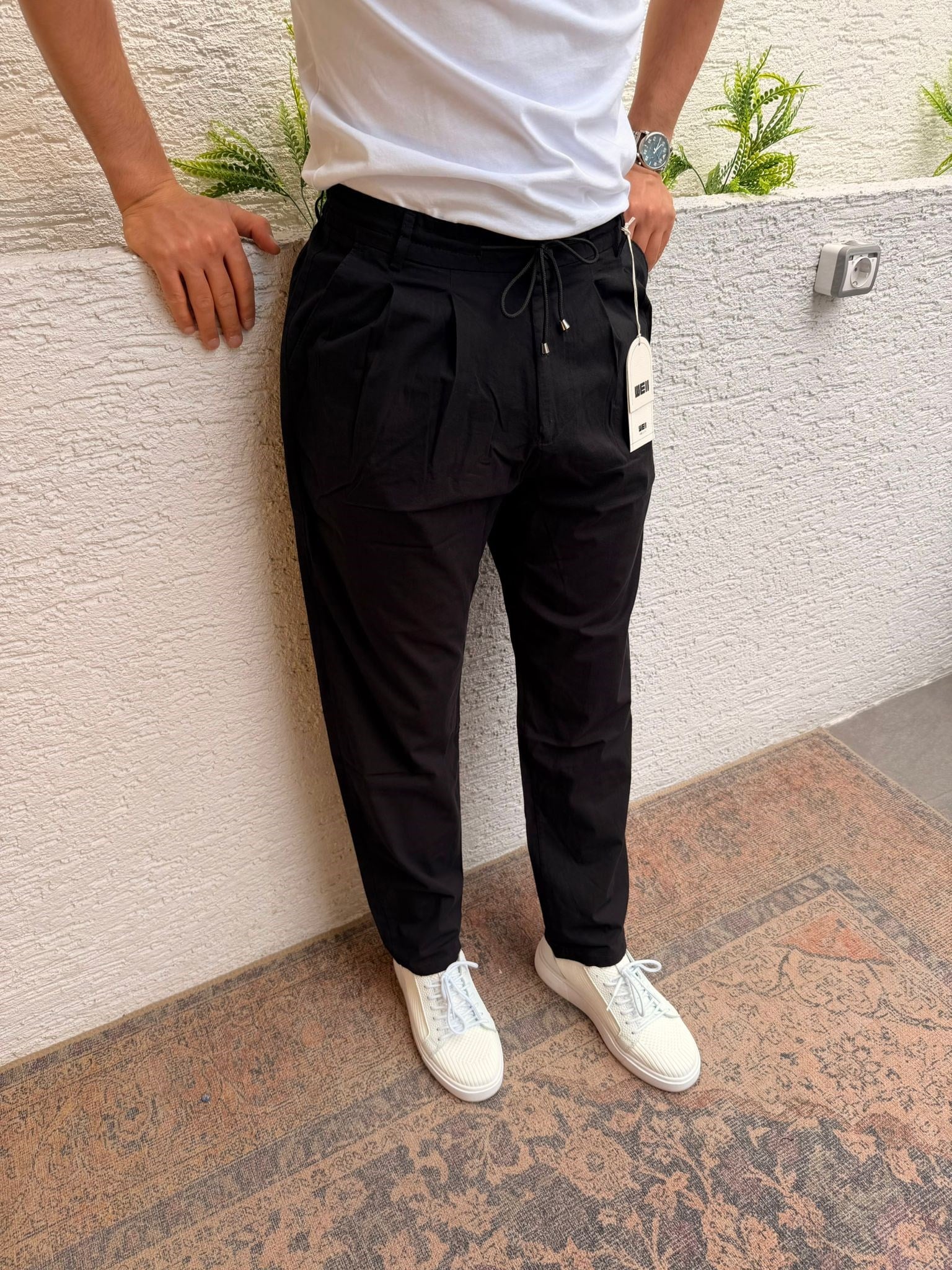 SİYAH WE11 KETEN PANTOLON