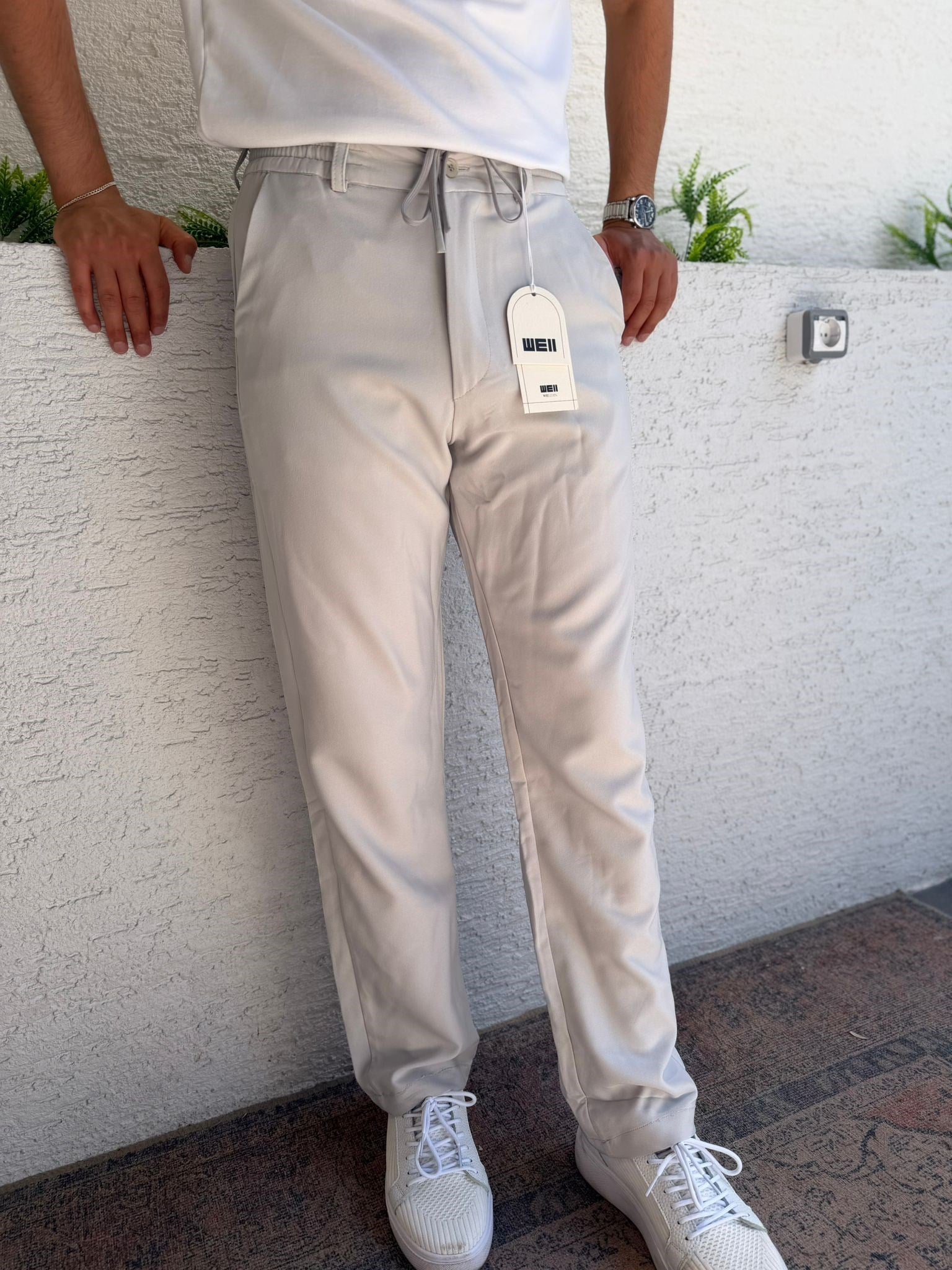 WE11 BAGGY KUMAŞ PANTOLON BUZ GRİ