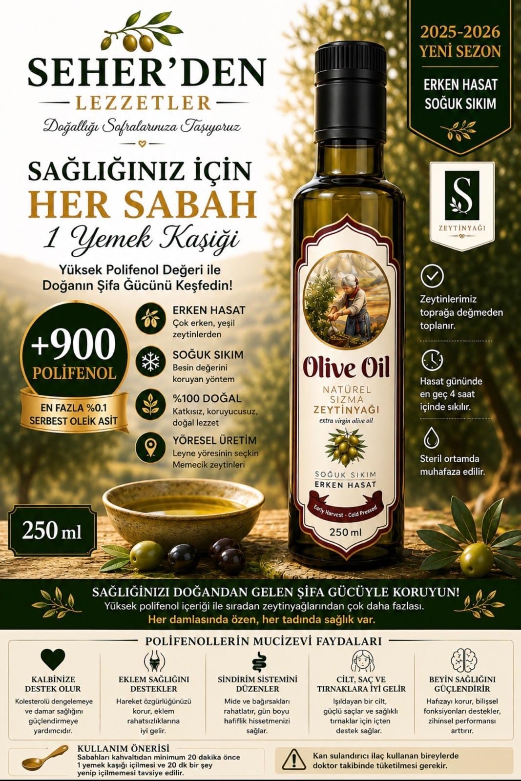 1 x 2025-2026 Yeni Sezon İçmelik +900 Polifenol 250 ml