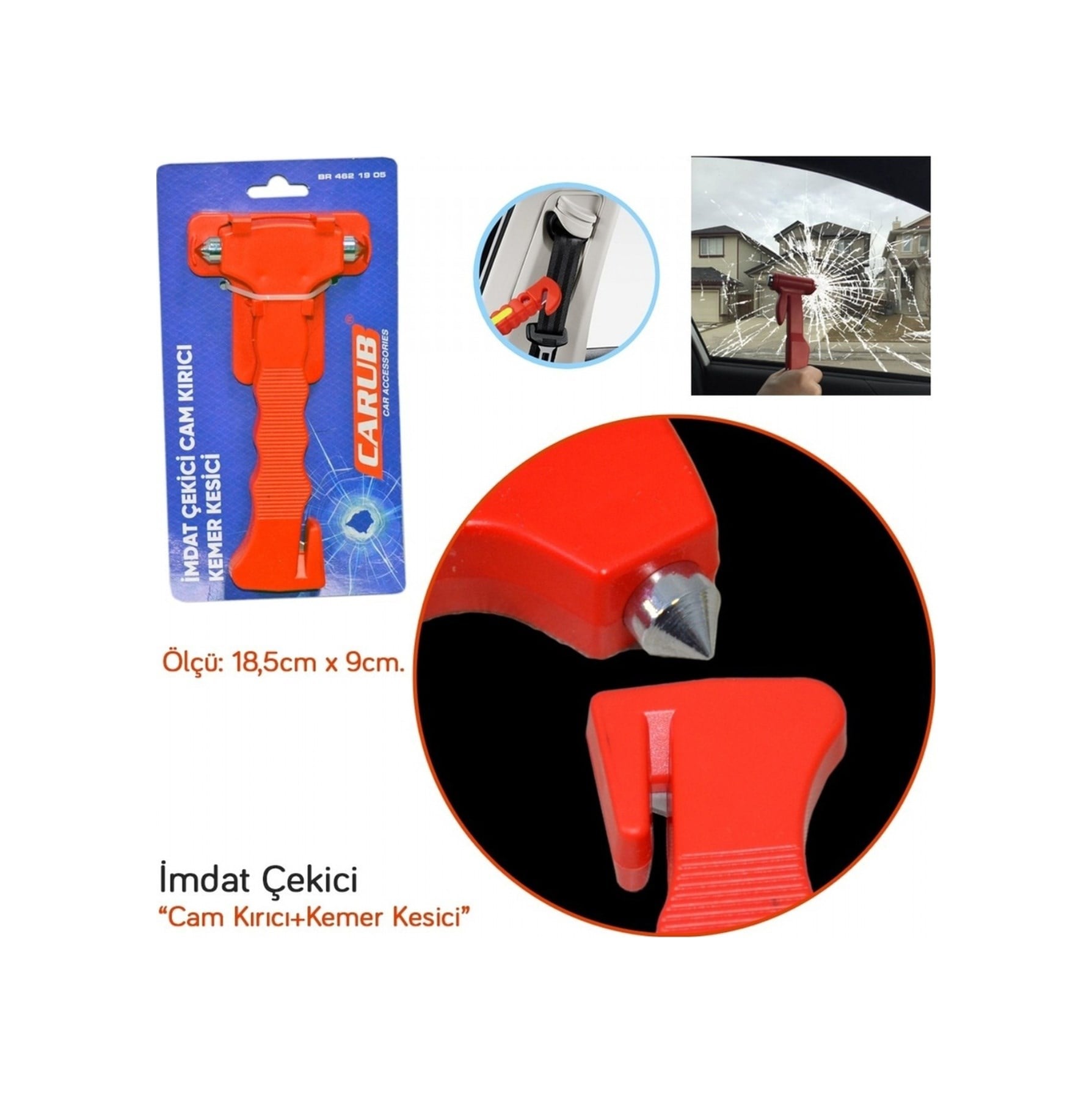 Carub Oto İmdat Çekici Cam Kırıcı +kemer Kesici
