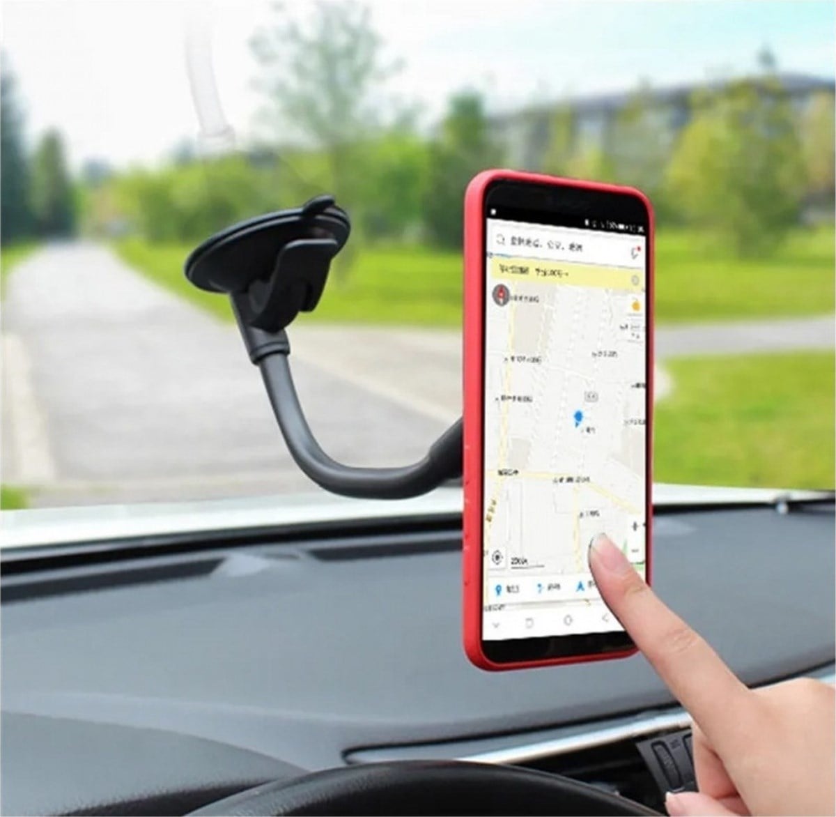 Carub Telefon Tutucu Vantuzlu Spralli Mıknatıslı Siyah