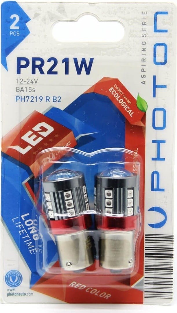 Photon P21w Ba15s 12-24v 93 Led Ampul - Kırmızı - İkili Blister Ph7219 R B2