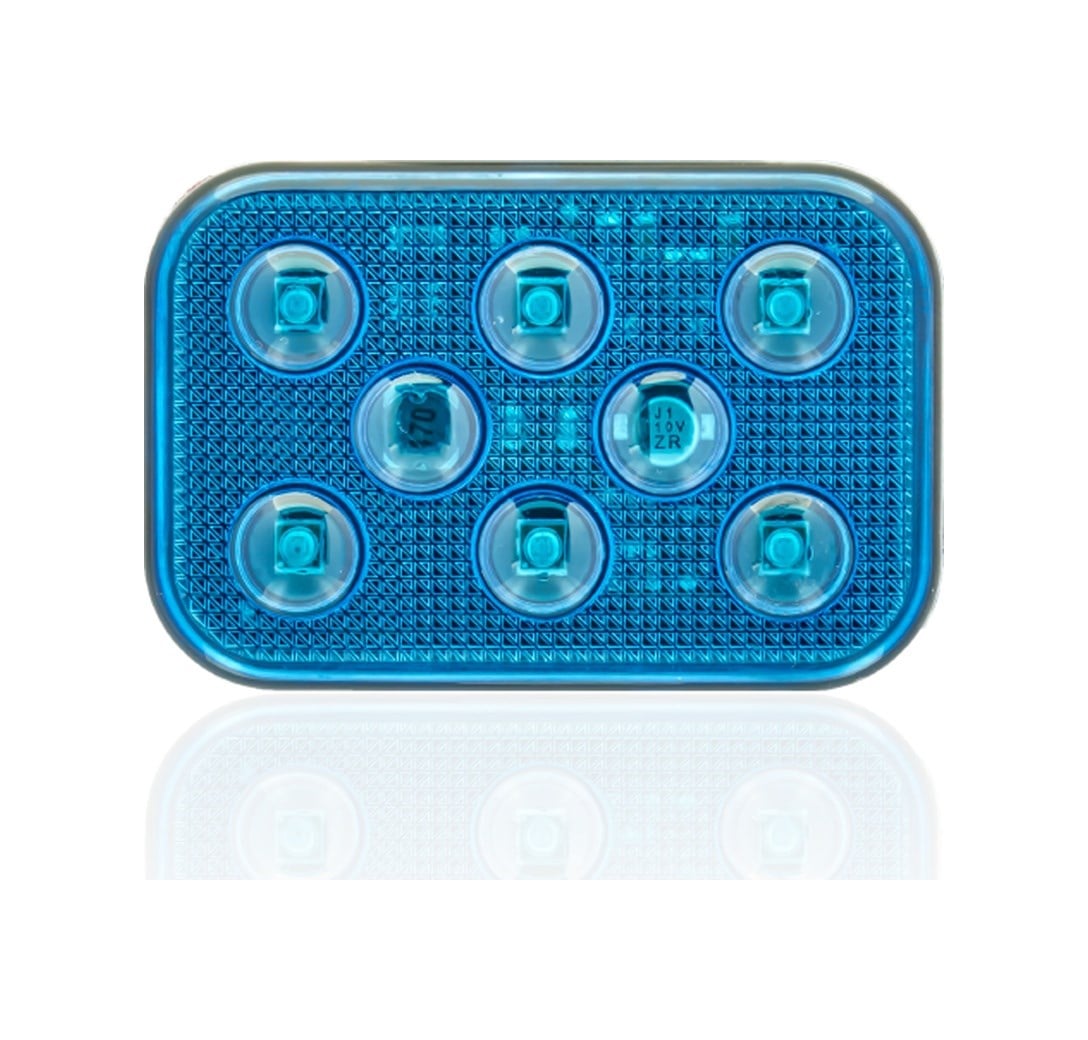 Sanel Animasyonlu 12 - 24V Universal Kare 6 Led Dış Mekan Uyumlu Mavi SBDF6B