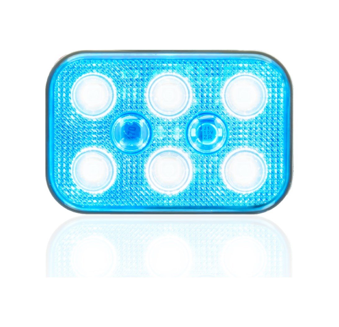 Sanel Animasyonlu 12 - 24V Universal Kare 6 Led Dış Mekan Uyumlu Mavi SBDF6B