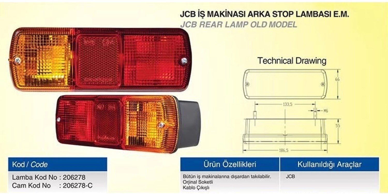 Stop Camı E.m. Jcb İş Makinası Arka