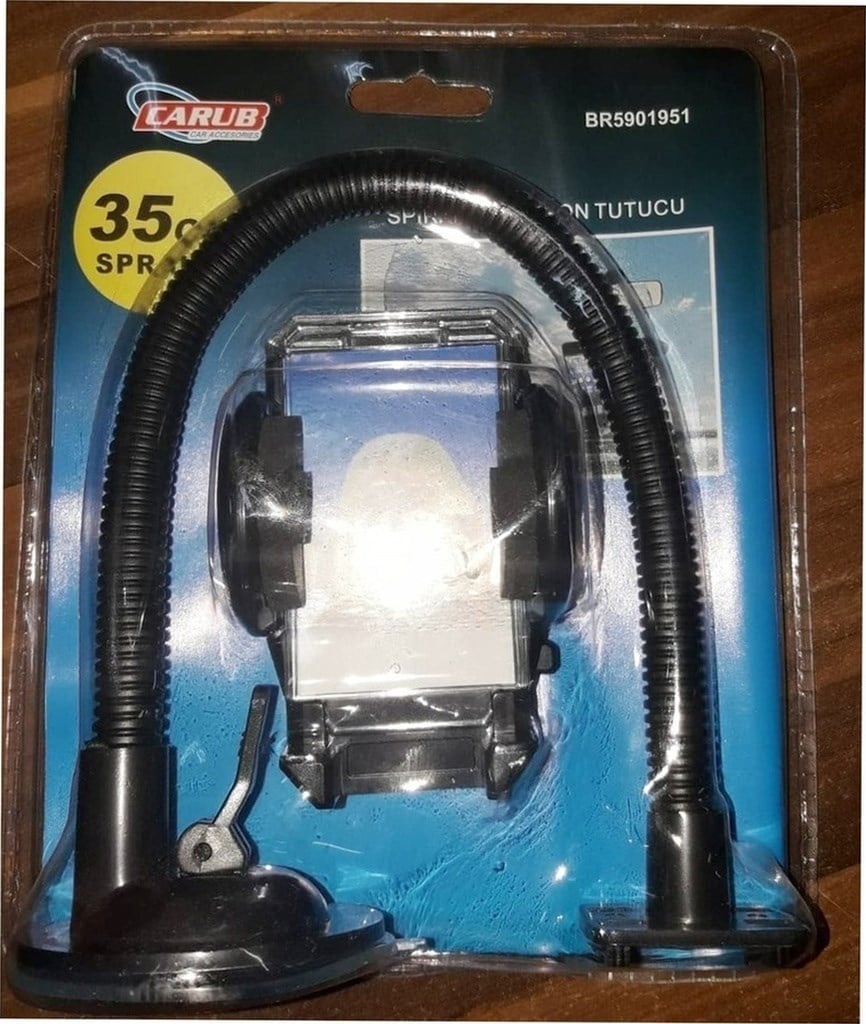 Telefon Tutucu 35cm Spralli Vantuzlu Vakum Siyah
