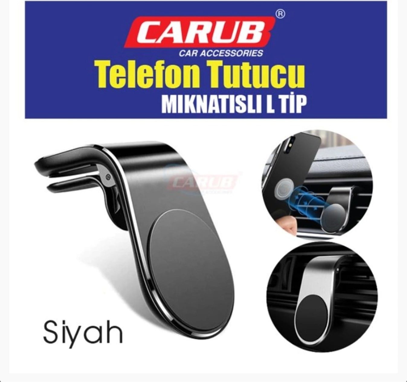 Telefon Tutucu L Tipi Havalandırma Siyah