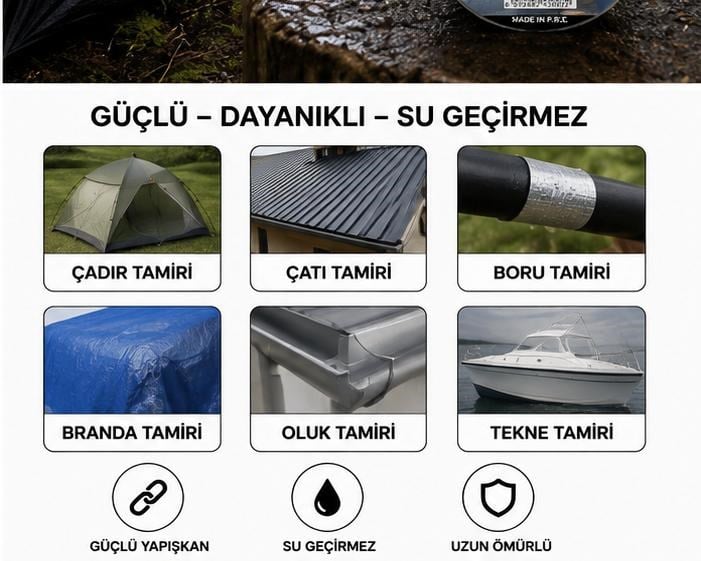 72 mm Tamir Bandı 3'lü Set | Güçlü Yapışkanlı Onarım Bandı