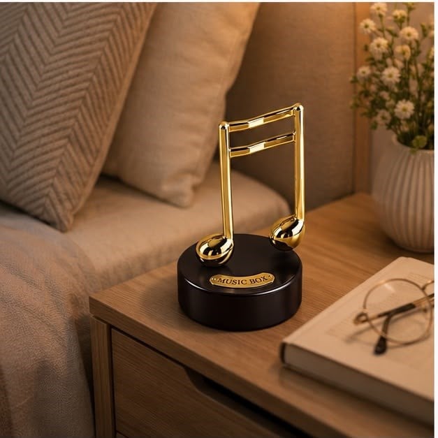 Altın Nota Figürlü Müzik Kutusu Dekoratif Şık Hediye