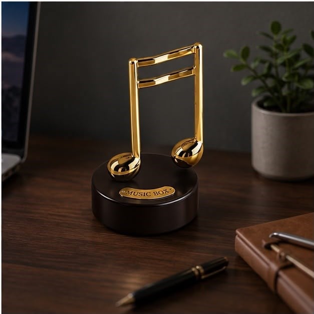 Altın Nota Figürlü Müzik Kutusu Dekoratif Şık Hediye