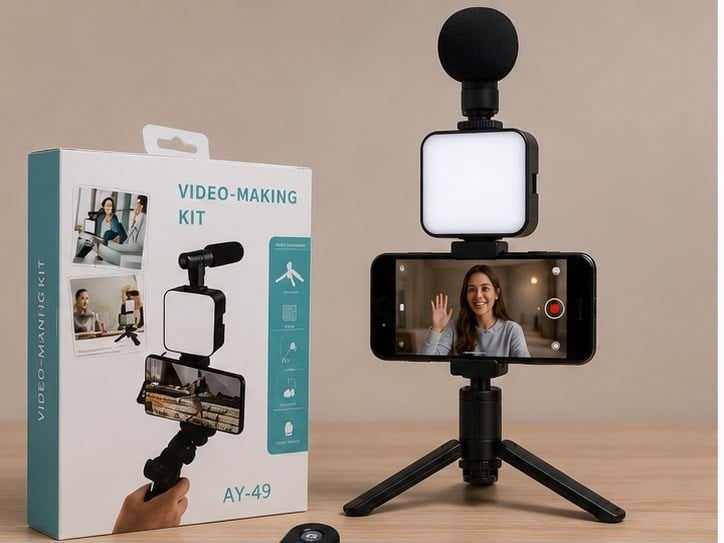 AY-49 Telefon Tutucu Tripod Kamera ve Mikrofon Aparatlı Stand