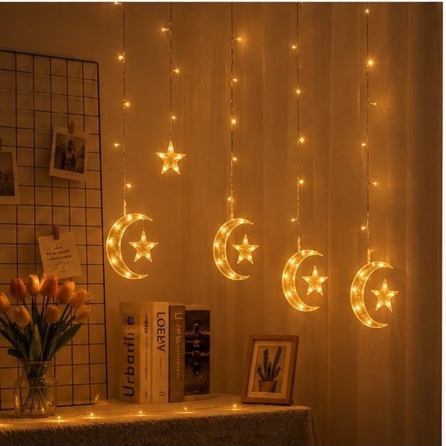 Ay Yıldız Dekoratif LED Gece Lambası Şık Masaüstü Dekor Aksesuarı