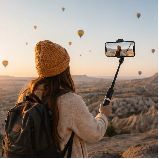 Bluetooth Selfie Çubuğu Uzaktan Kumandalı Katlanabilir Telefon Tutucu