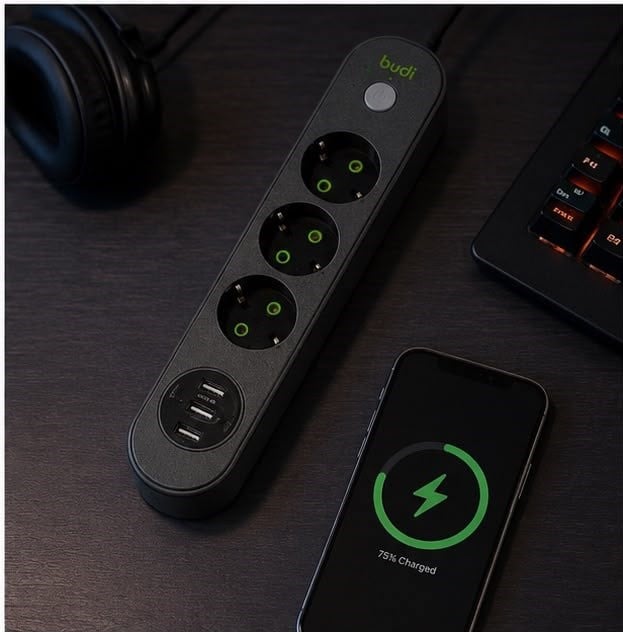 CXE103 3 USB Portlu Üçlü Priz Akım Korumalı Şarj Özellikli Uzatma