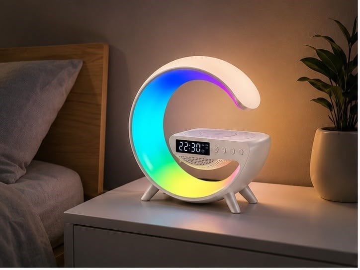 G63 Bluetooth Hoparlör | RGB LED Masa Lambası Alarm Saatli Kablosuz Şarj