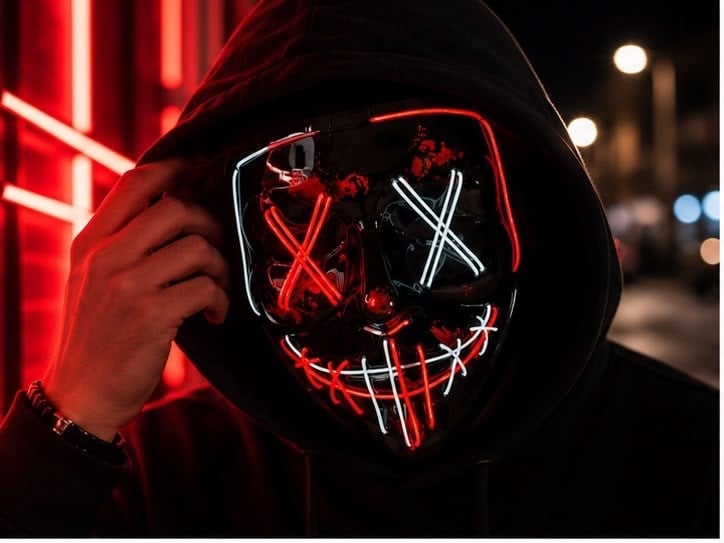 Işıklı LED Maske Neon Parti Maskesi Halloween Eğlence Aksesuarı
