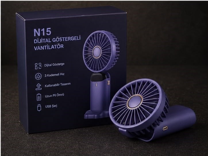 Katlanabilir Tasarımlı USB Şarjlı Sessiz El Vantilatörü Taşınabilir Mini Masaüstü Fan