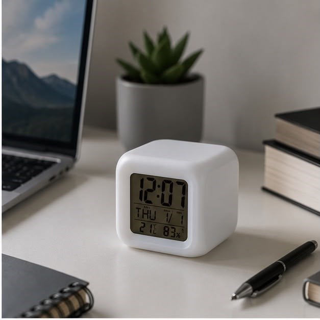Küp Çalar Saat Dijital LED Ekranlı Masaüstü Alarm Saati