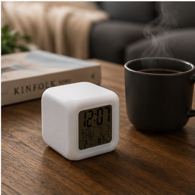 Küp Çalar Saat Dijital LED Ekranlı Masaüstü Alarm Saati