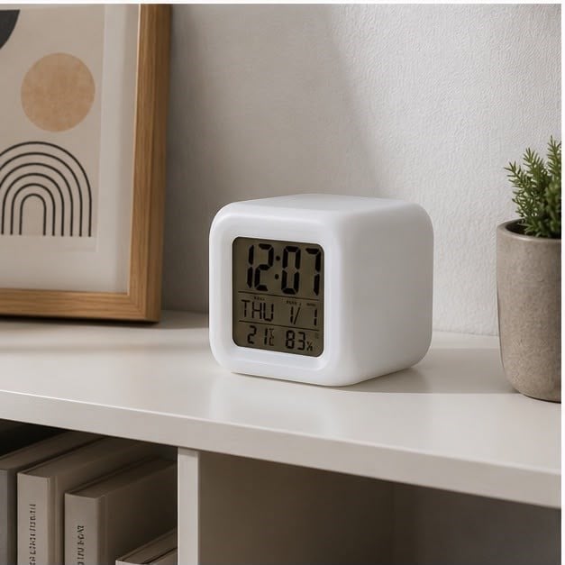 Küp Çalar Saat Dijital LED Ekranlı Masaüstü Alarm Saati