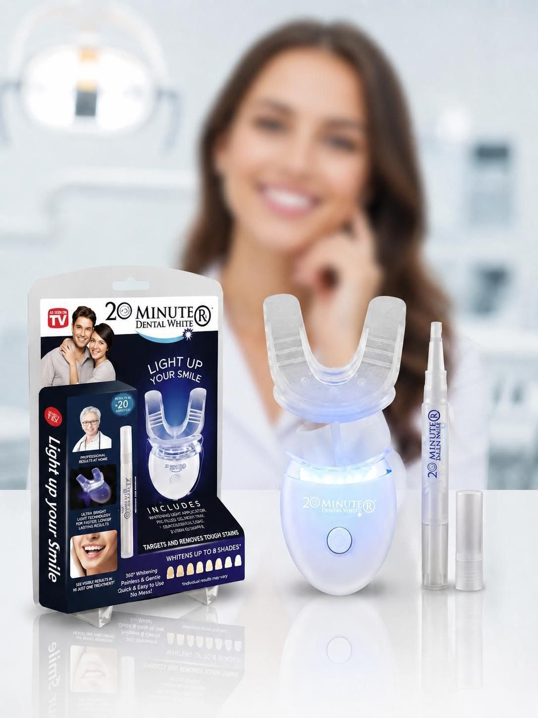 LED Işıklı Diş Beyazlatma Seti – Beyazlatma Kalemi ve Ağız Aparatlı Ev Tipi Bakım Seti