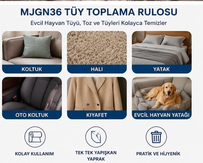 MJGN36 Tüy Toplama Rulosu | Kıyafet ve Koltuk Tüy Temizleyici