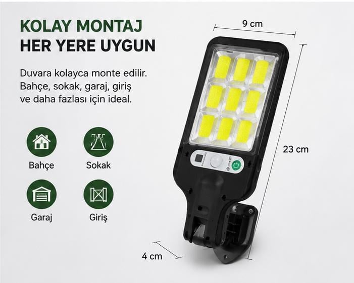 STL616 Sensörlü Solar Sokak Lambası | Güneş Enerjili LED