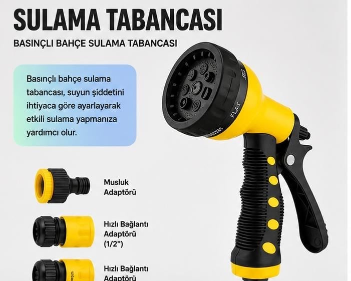 Sulama Tabancası | Ayarlanabilir Bahçe Hortumu Su Püskürtücü