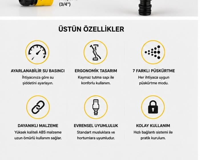 Sulama Tabancası | Ayarlanabilir Bahçe Hortumu Su Püskürtücü