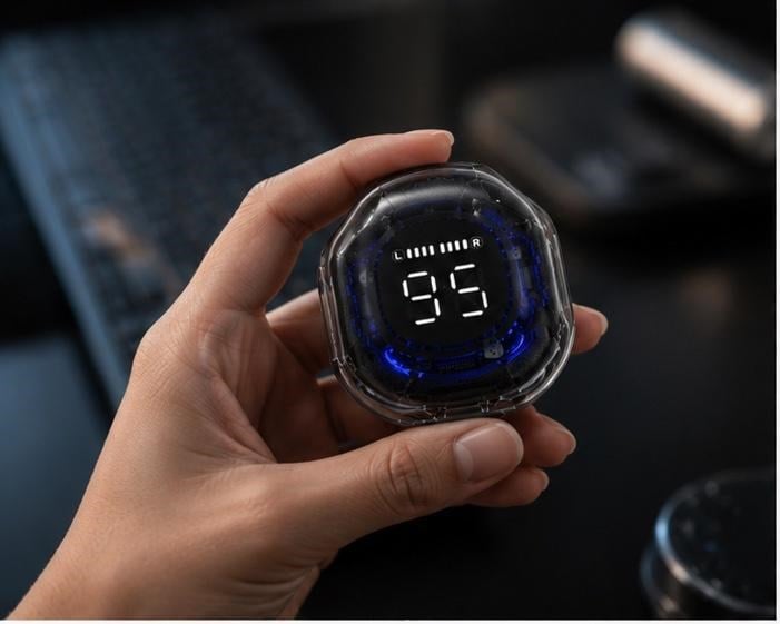 UltraPods TWS Kablosuz Kulaklık – Şeffaf LED Ekranlı Şarj Kutusu ve Dokunmatik Kontrol