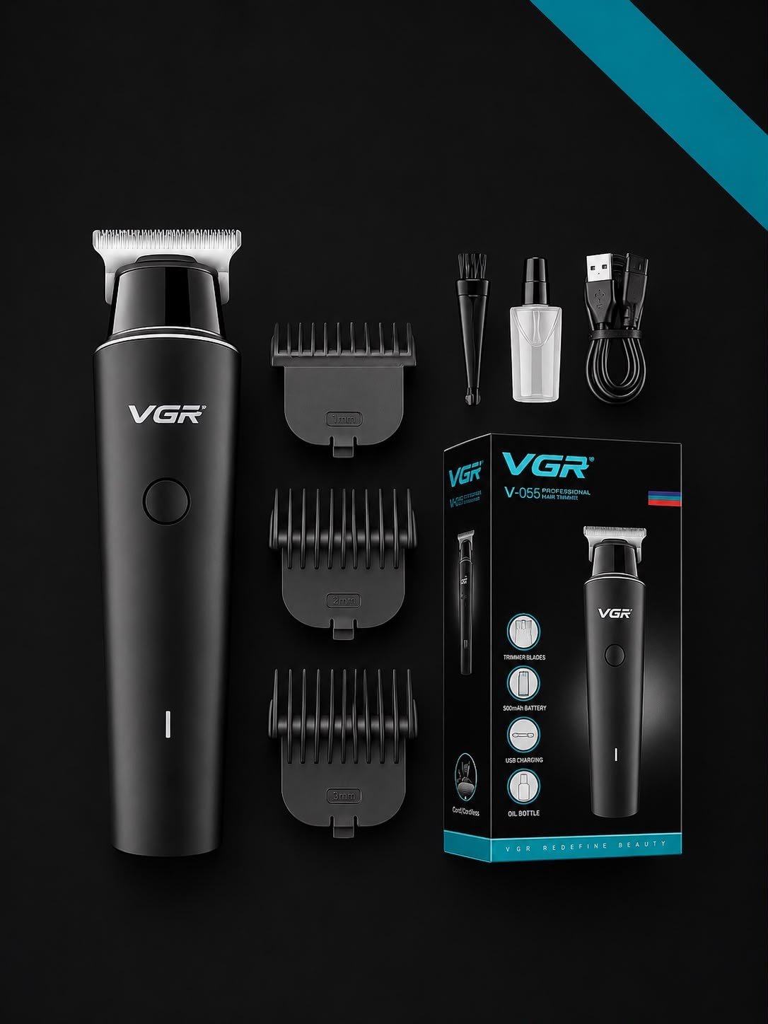 VGR V-286 Profesyonel Şarjlı Saç ve Sakal Tıraş Makinesi LED Ekranlı IPX7 Su Geçirmez Kablosuz Kesim Makinesi
