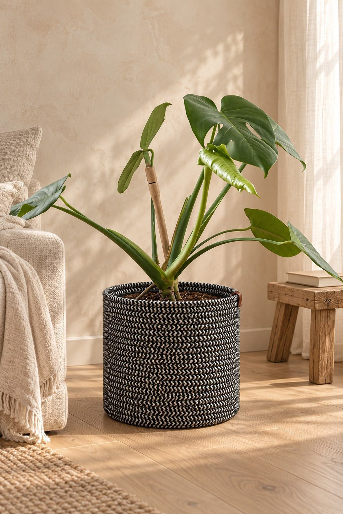 Namteks Dekoratif Örgü Saksı Sepeti 25x23 cm – Koyu Gri