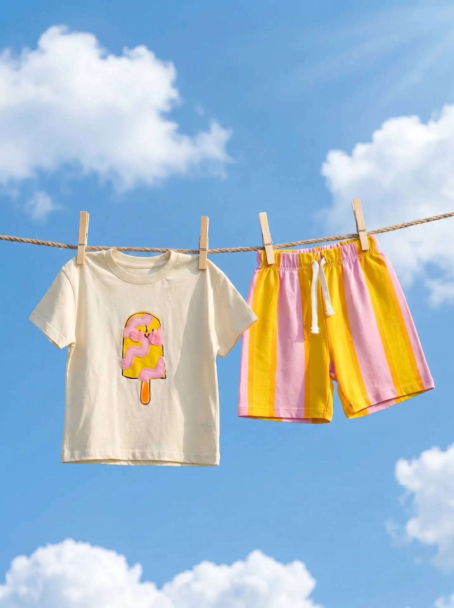 Dondurma Baskılı Unisex Çocuk Şortlu Takım 