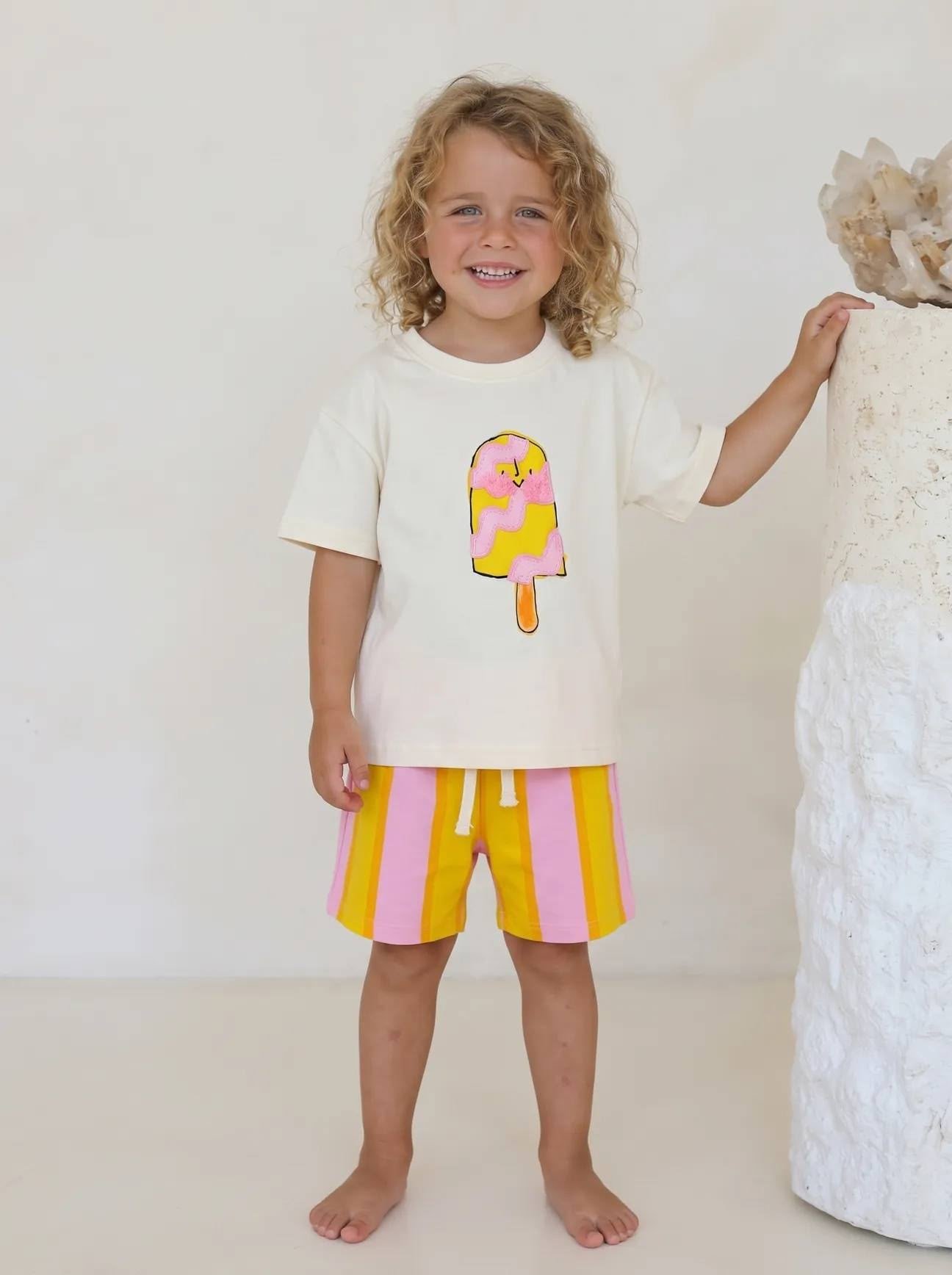 Dondurma Baskılı Unisex Çocuk Şortlu Takım 