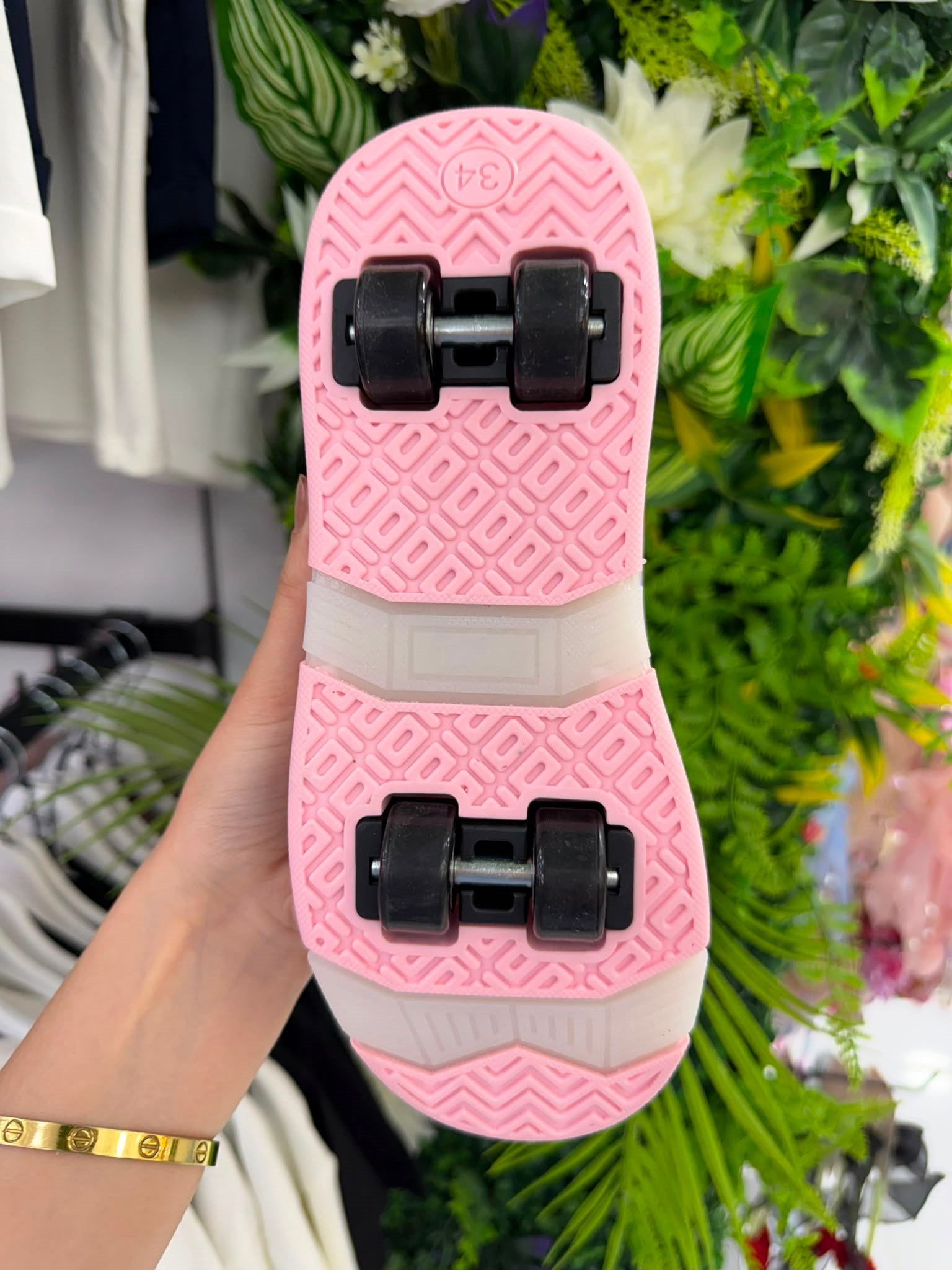 Işıklı Patenli Kız  Ayakkabi Pembe