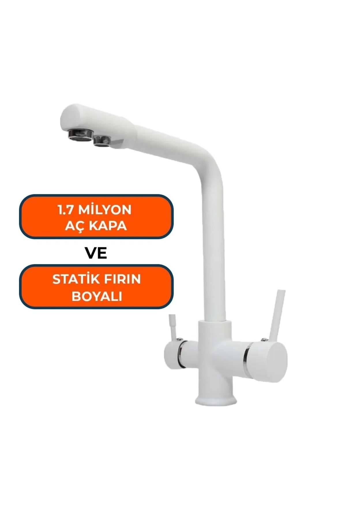 3 Yollu Arıtma Bataryası Musluk Sıcak-Soğuk Mix Arıtma Beyaz