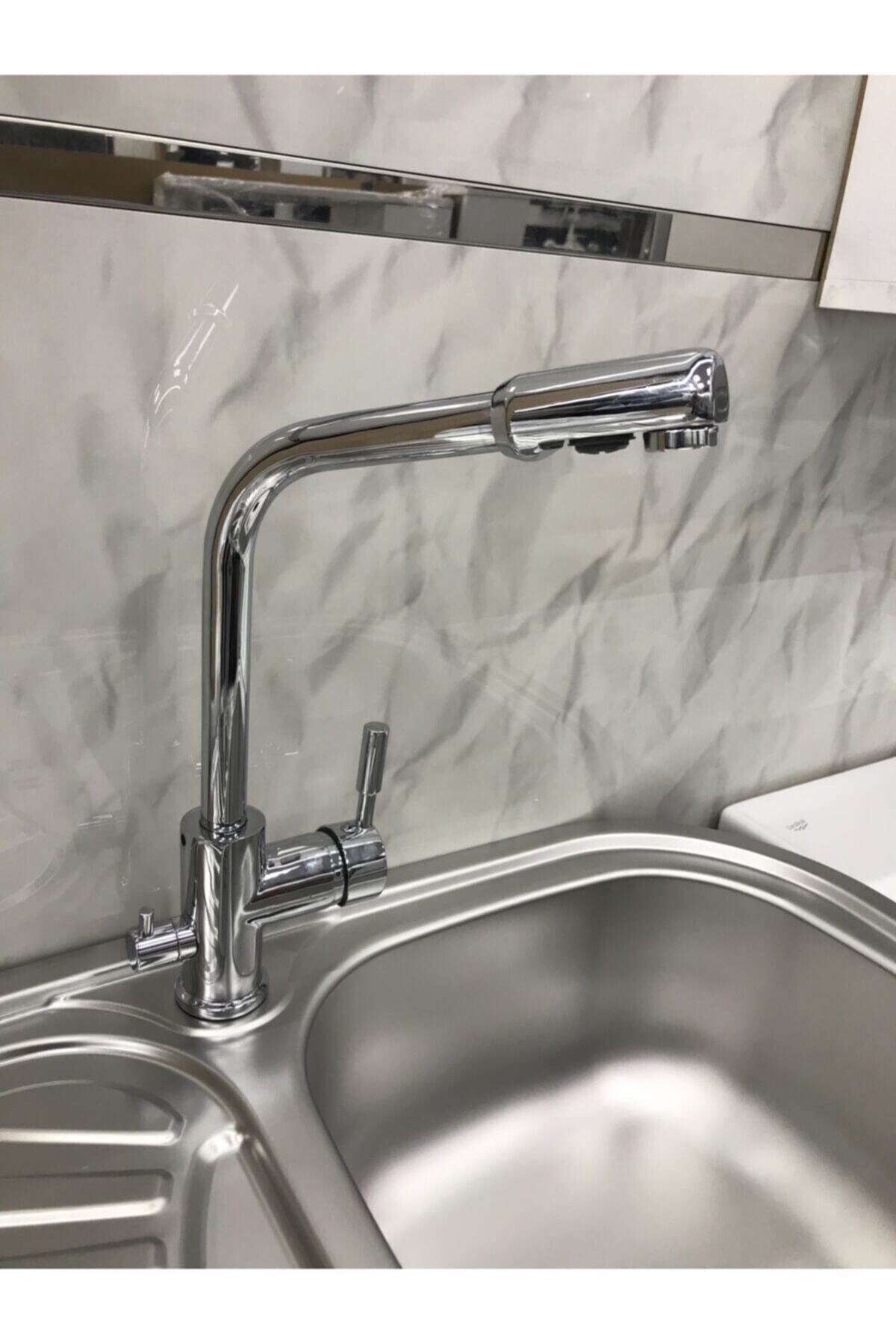 3 Yollu Su Arıtma Cihazı Girişli Evye Bataryası
