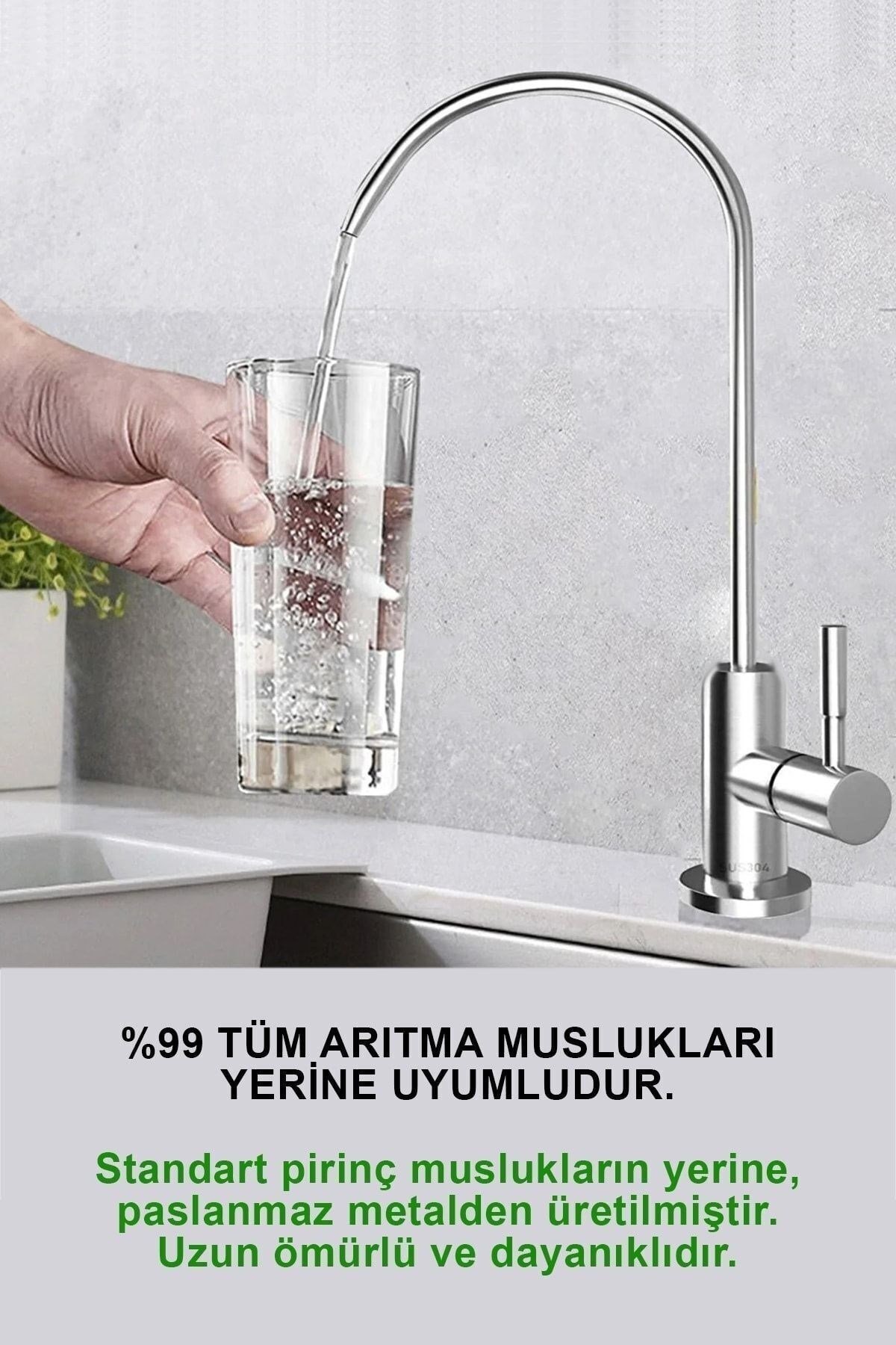 304 Paslanmaz Su Arıtma Musluğu Paslanmaz Metal Inox Lux