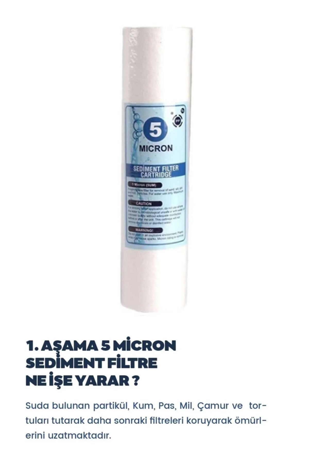 5 Mikron Sediment Filtre (Spun Filtre) 10 inç