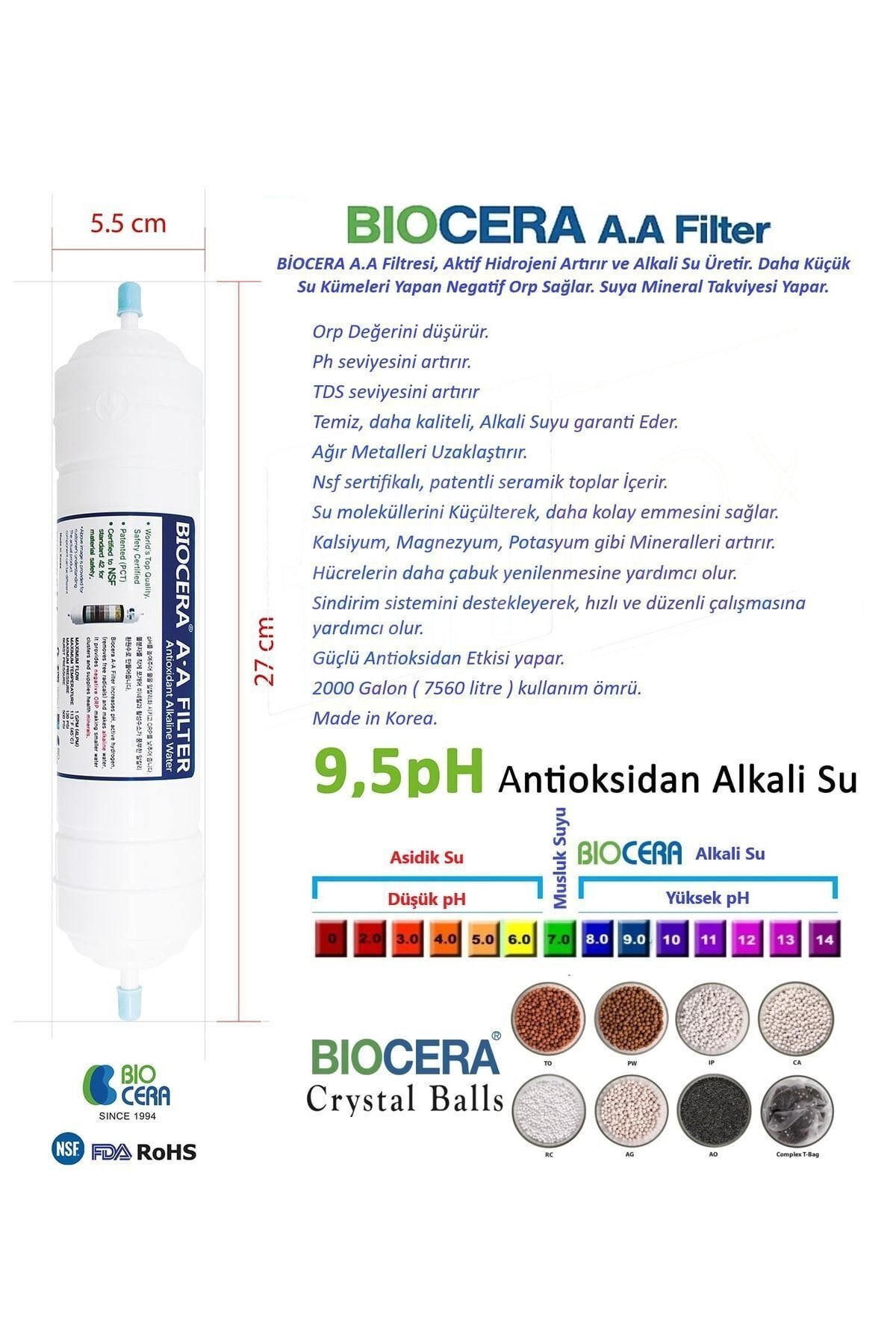 Amerikan Filtreli Su Arıtma Cihazı Biocera Nsf Onaylı