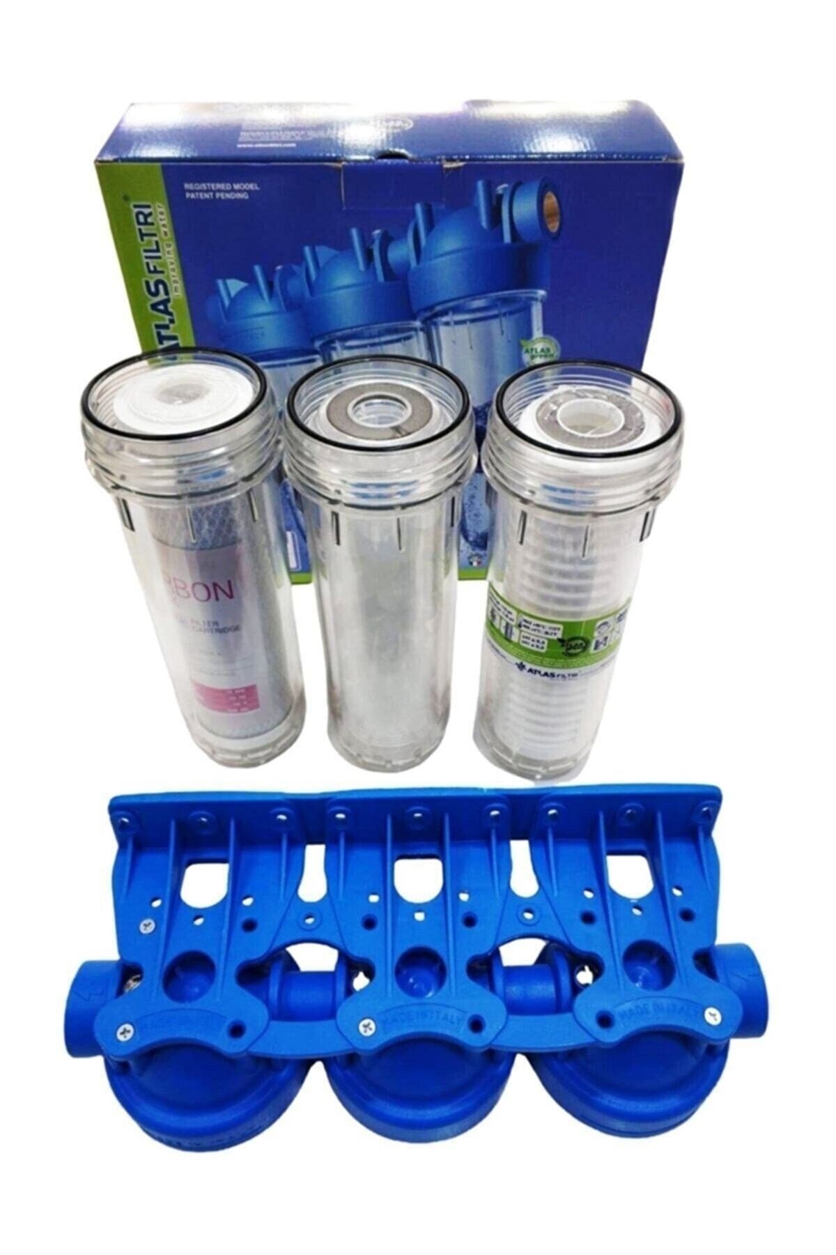 Atlas 10'' Housinğ 3'lü Su Arıtma Filtresi Set 3/4'' Bağlantılı Giriş Çıkışlı