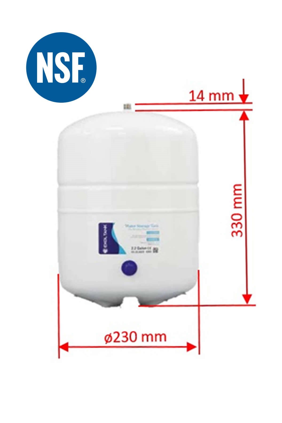 Ekol Tank 2,2 Galon 8 LT NSF Onaylı Çelik Tank