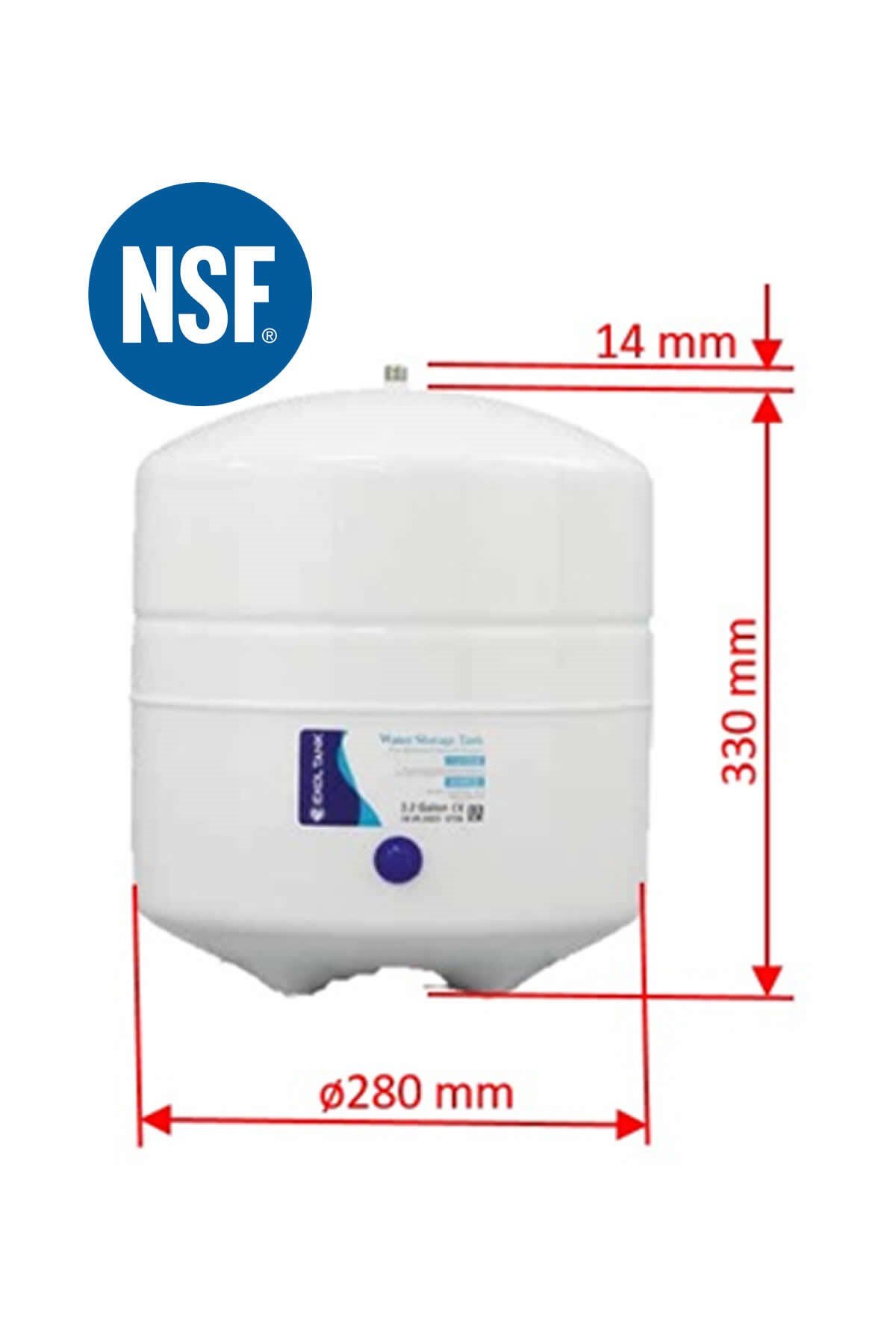 Ekol Tank 3,2 Galon 12 LT Su Arıtma Deposu NSF Onaylı